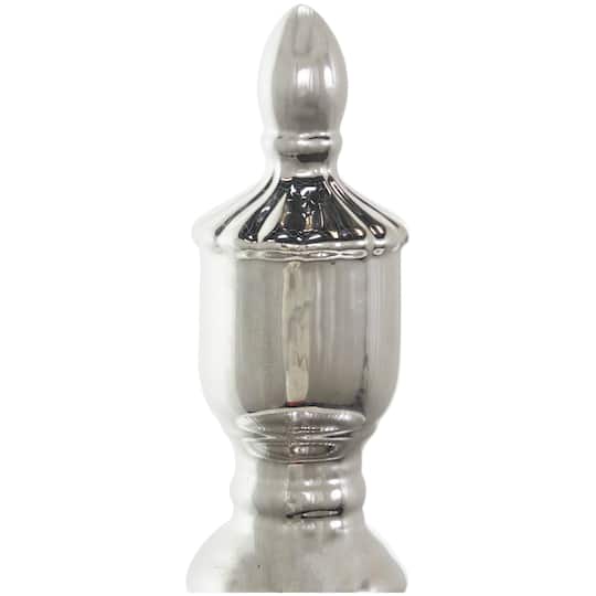 Silver Ceramic Decorative Jars with Grooves